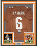 Framed Autographed/Signed Alvin Kamara 35x39 Tennessee Orange College Football Jersey Beckett BAS COA