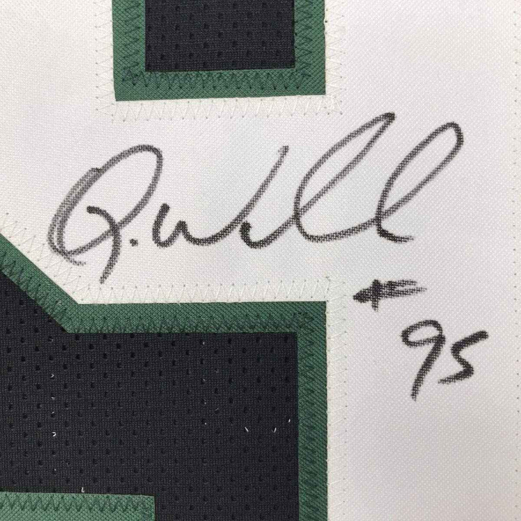 Framed Autographed/Signed Quinnen Williams 35x39 New York Black Football Jersey JSA COA