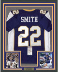 Framed Autographed/Signed Harrison Smith 35x39 Minnesota Retro Purple Football Jersey JSA COA