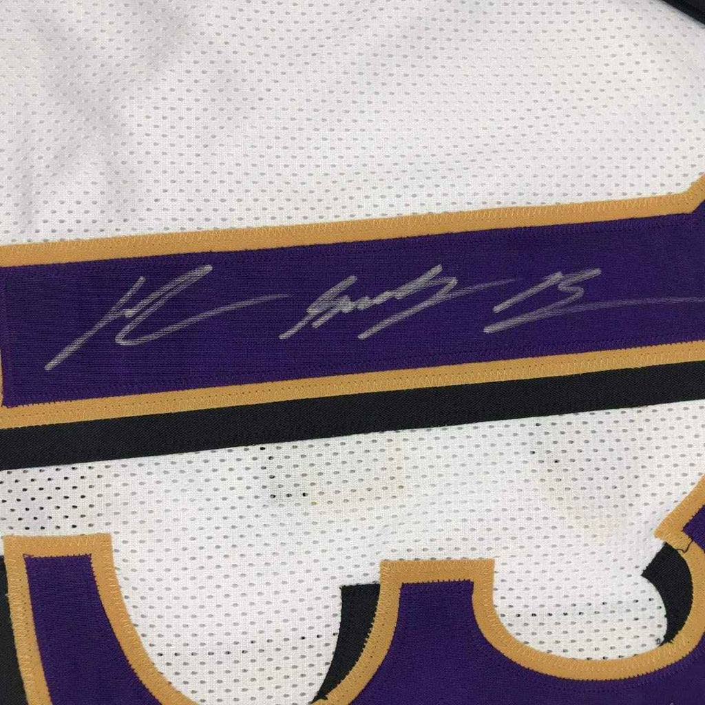 Autographed/Signed John Brown Baltimore White Football Jersey JSA COA