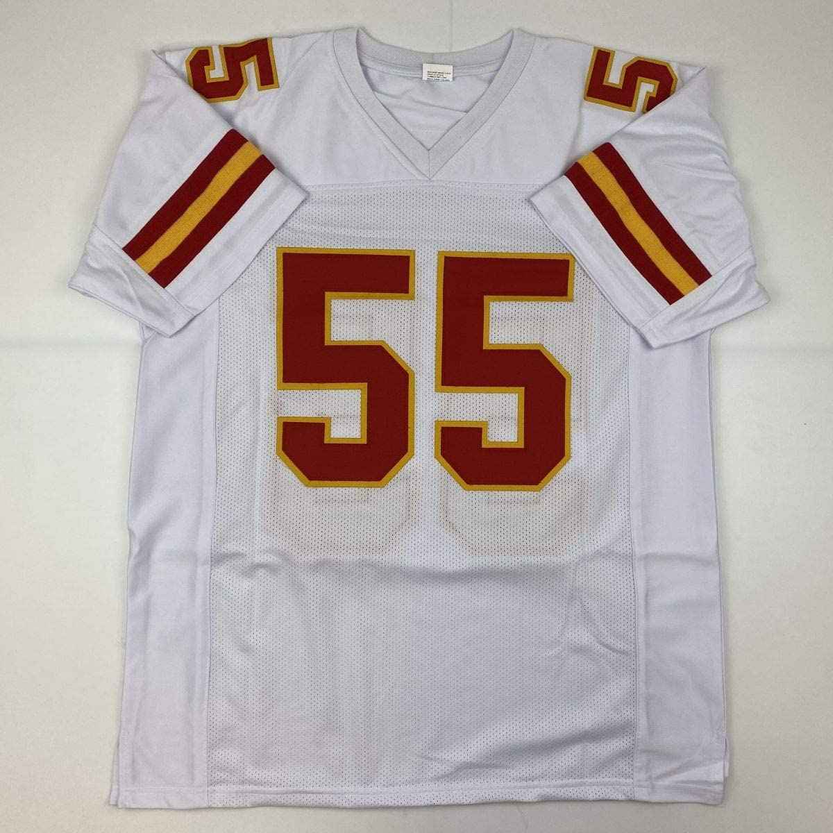 Autographed/Signed Frank Clark Kansas City White Football Jersey PSA/DNA COA
