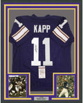 Framed Autographed/Signed Joe Kapp 35x39 Minnesota Purple Football Jersey JSA COA