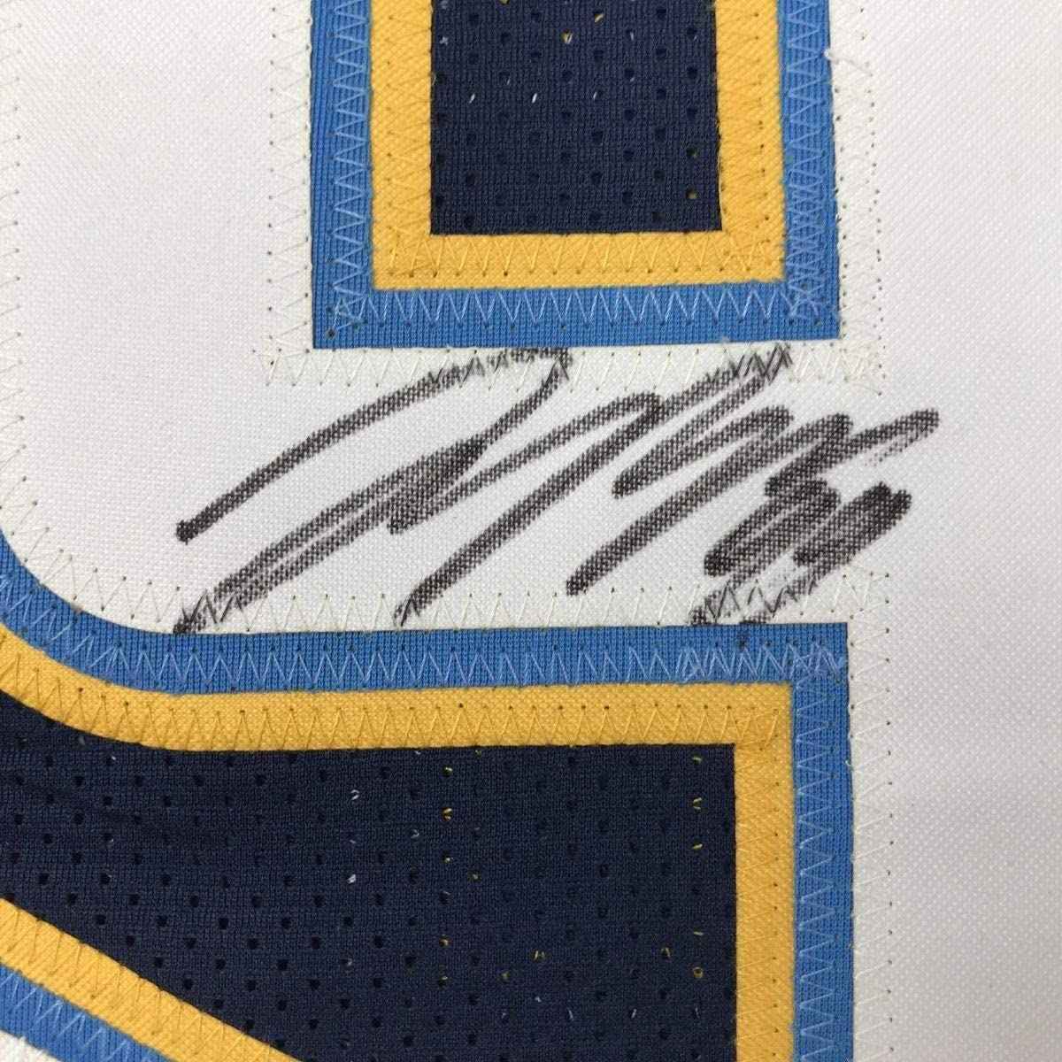 Framed Autographed/Signed Joey Bosa 35x39 Los Angeles LA Dark Blue Football Jersey JSA COA