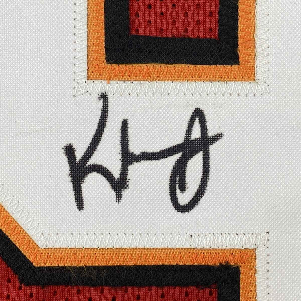 Autographed/Signed Keyshawn Johnson Tampa Bay Red Football Jersey JSA COA