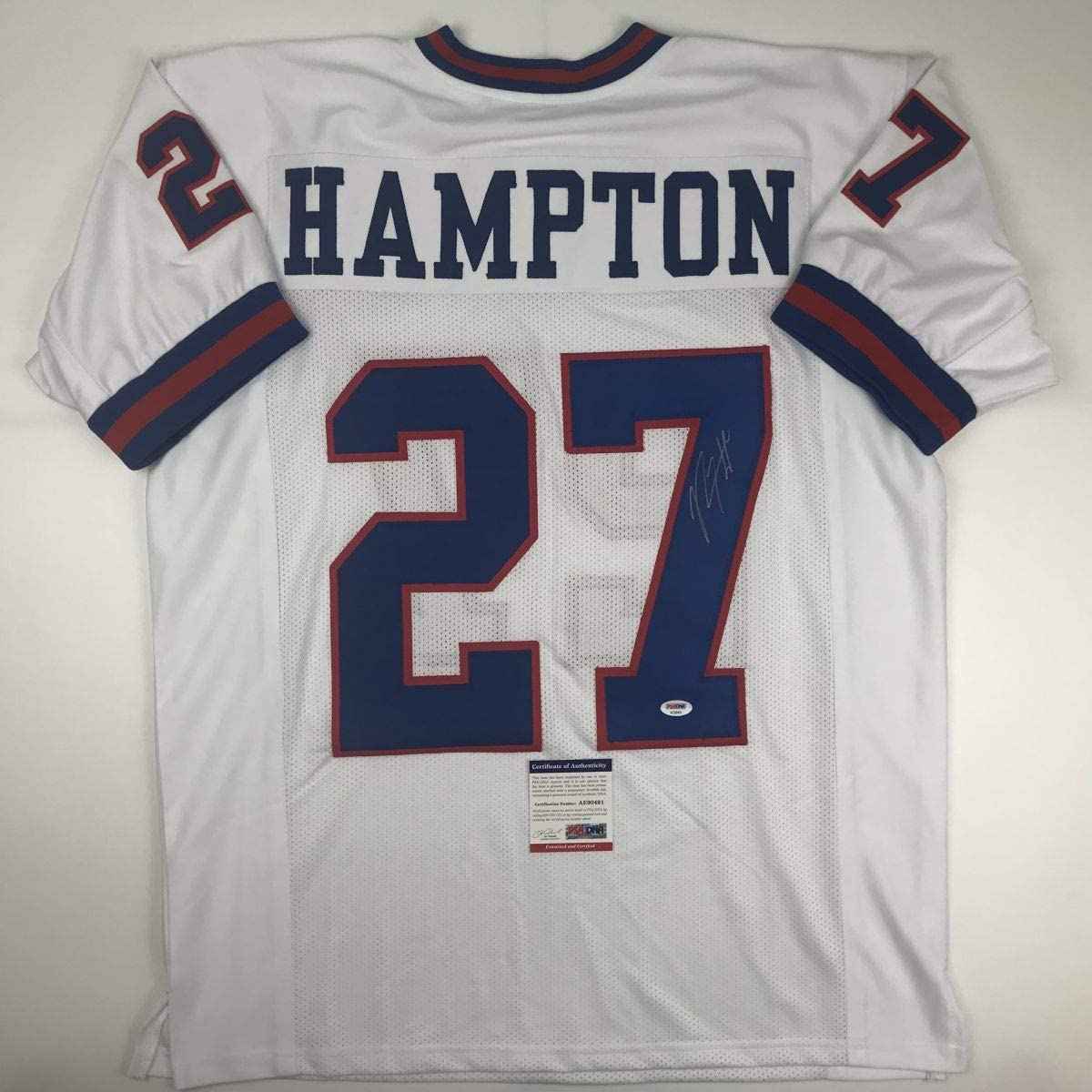 Autographed/Signed Rodney Hampton New York White Football Jersey PSA/DNA COA