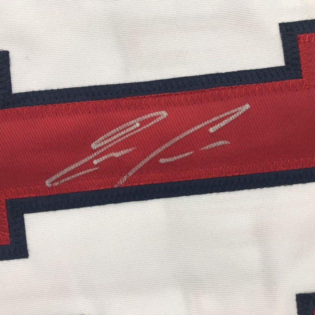 Autographed/Signed Ronald Acuna Jr. Atlanta White Baseball Jersey JSA COA