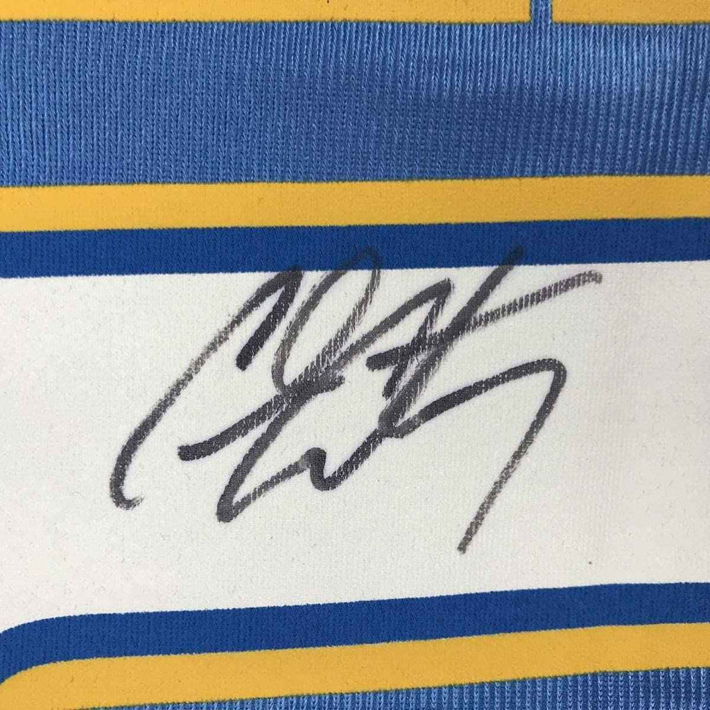 Framed Autographed/Signed Carmelo Anthony 35x39 Denver Blue Basketball Jersey JSA COA