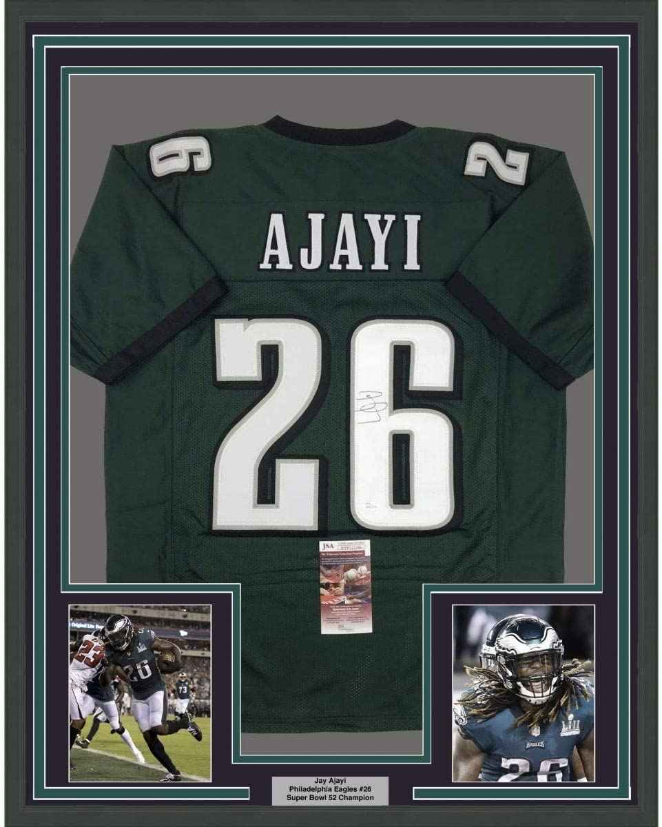 Framed Autographed/Signed Jay Ajayi 35x39#26 Philadelphia Eagles Green Football Jersey JSA COA