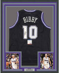 Framed Autographed/Signed Mike Bibby 35x39 Sacramento Black Basketball Jersey PSA/DNA COA