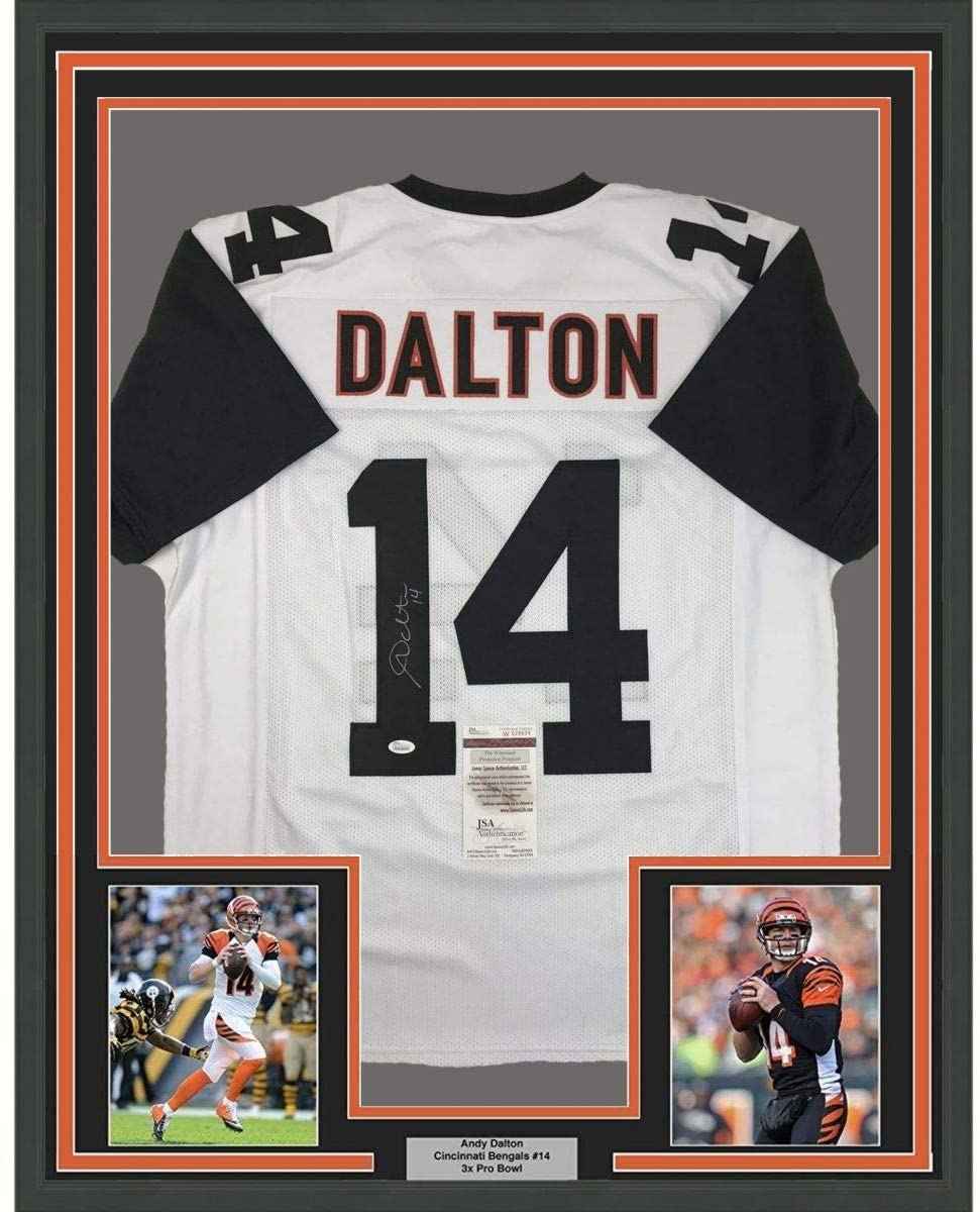 Framed Autographed/Signed Andy Dalton 35x39 Cincinnati Color Rush Football Jersey JSA COA