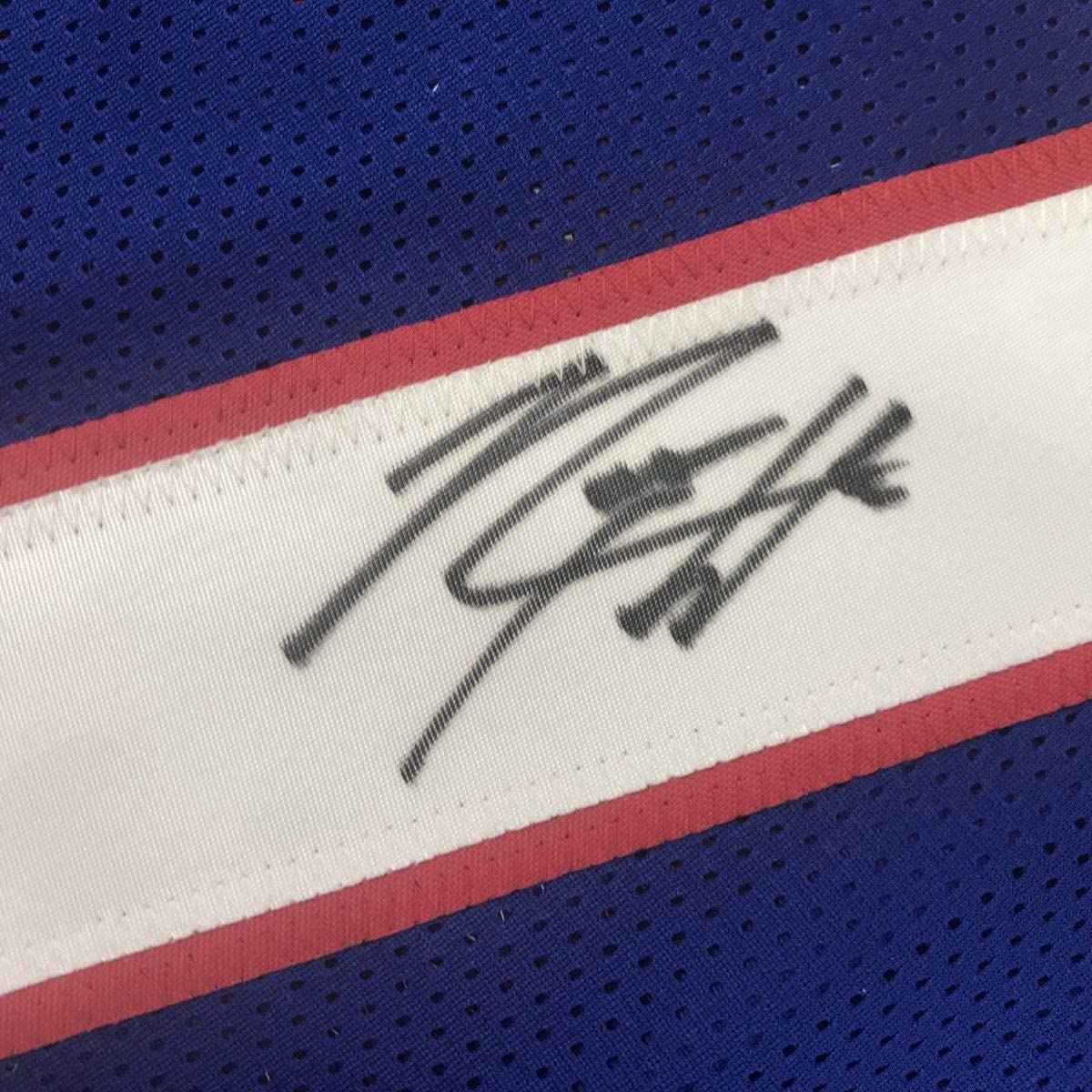Autographed/Signed Rodney Hampton New York Blue Football Jersey PSA/DNA COA
