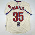 Autographed/Signed Cole Hamels Philadelphia Cream Baseball Jersey JSA COA