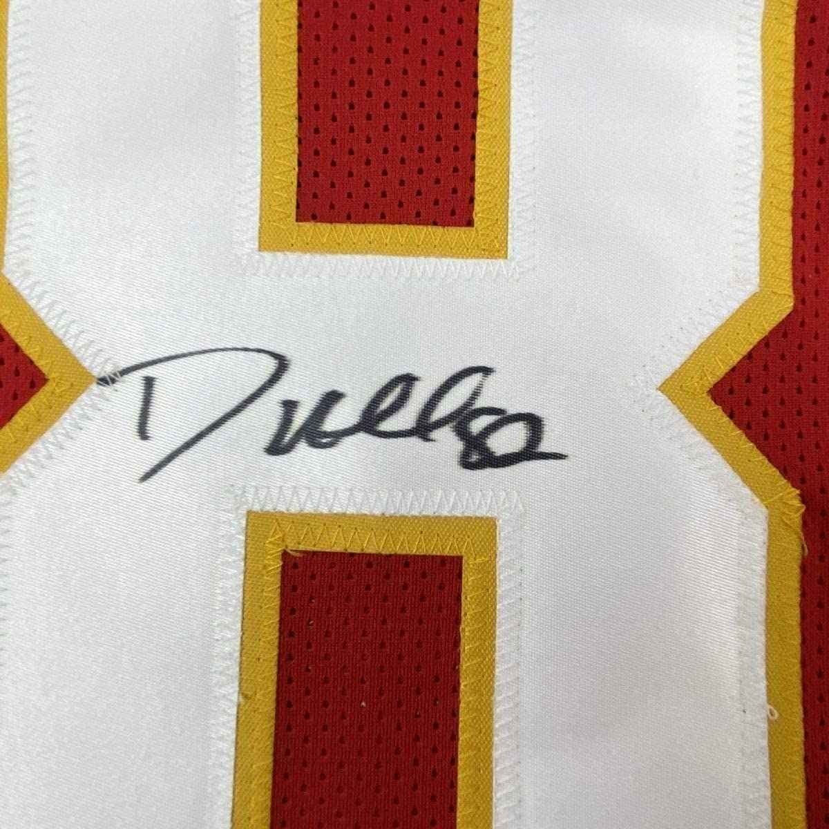 Framed Autographed/Signed Dante Hall 35x39 Kansas City Red Football Jersey PSA/DNA COA