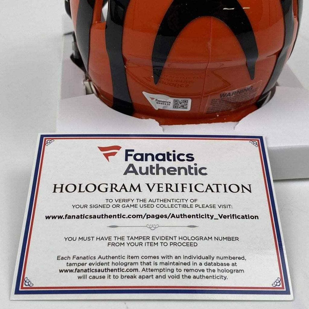 Autographed/Signed Joe Burrow Cincinnati Bengals Mini Football Helmet Fanatics COA