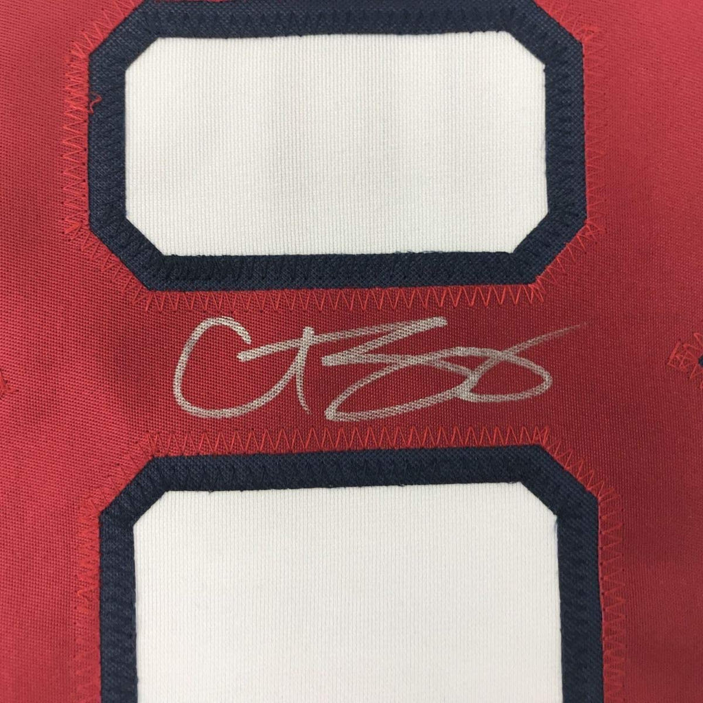 Framed Autographed/Signed Curt Schilling 35x39 Boston White Baseball Jersey JSA COA