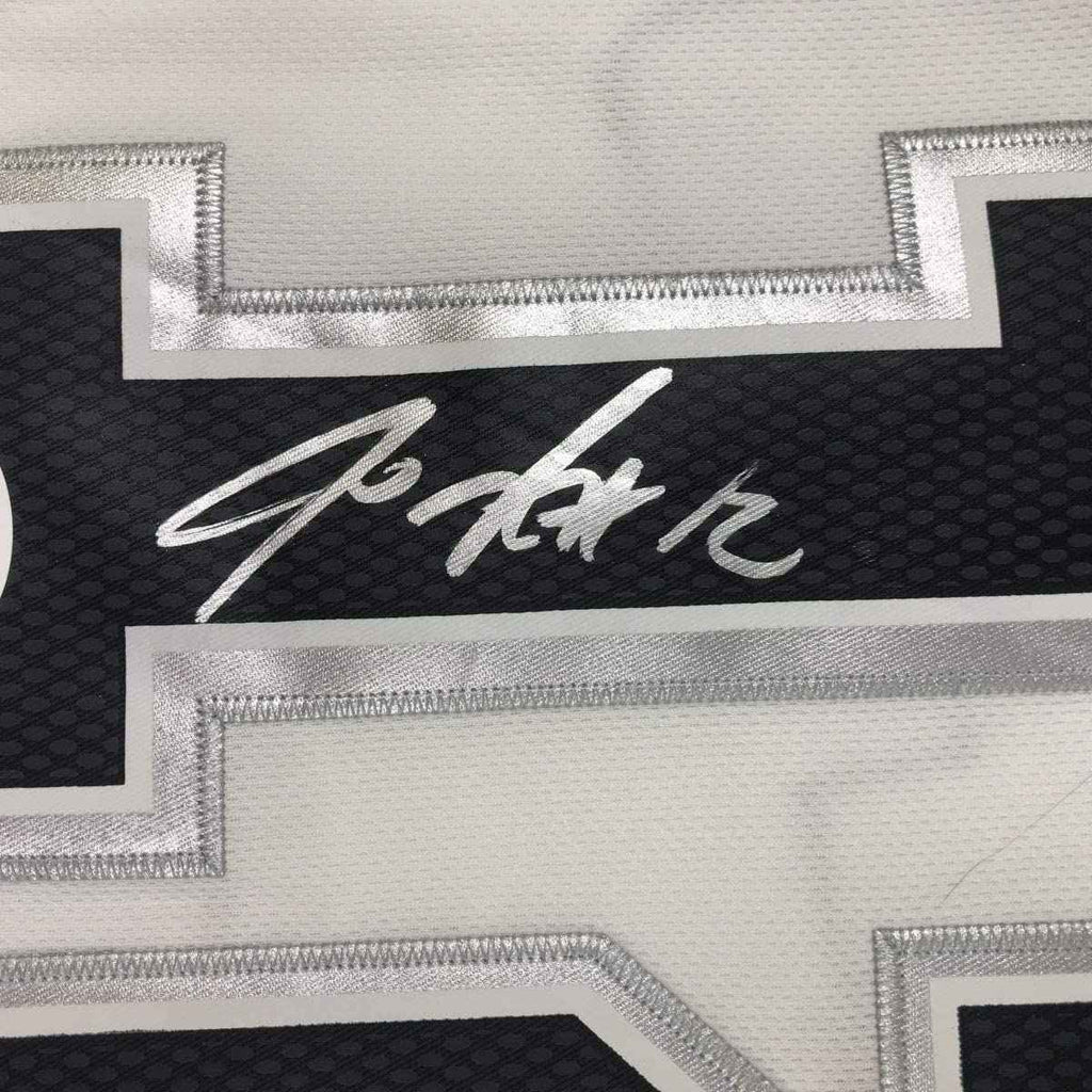 Framed Autographed/Signed LaMarcus Aldridge 35x39 San Antonio White Basketball Jersey JSA COA