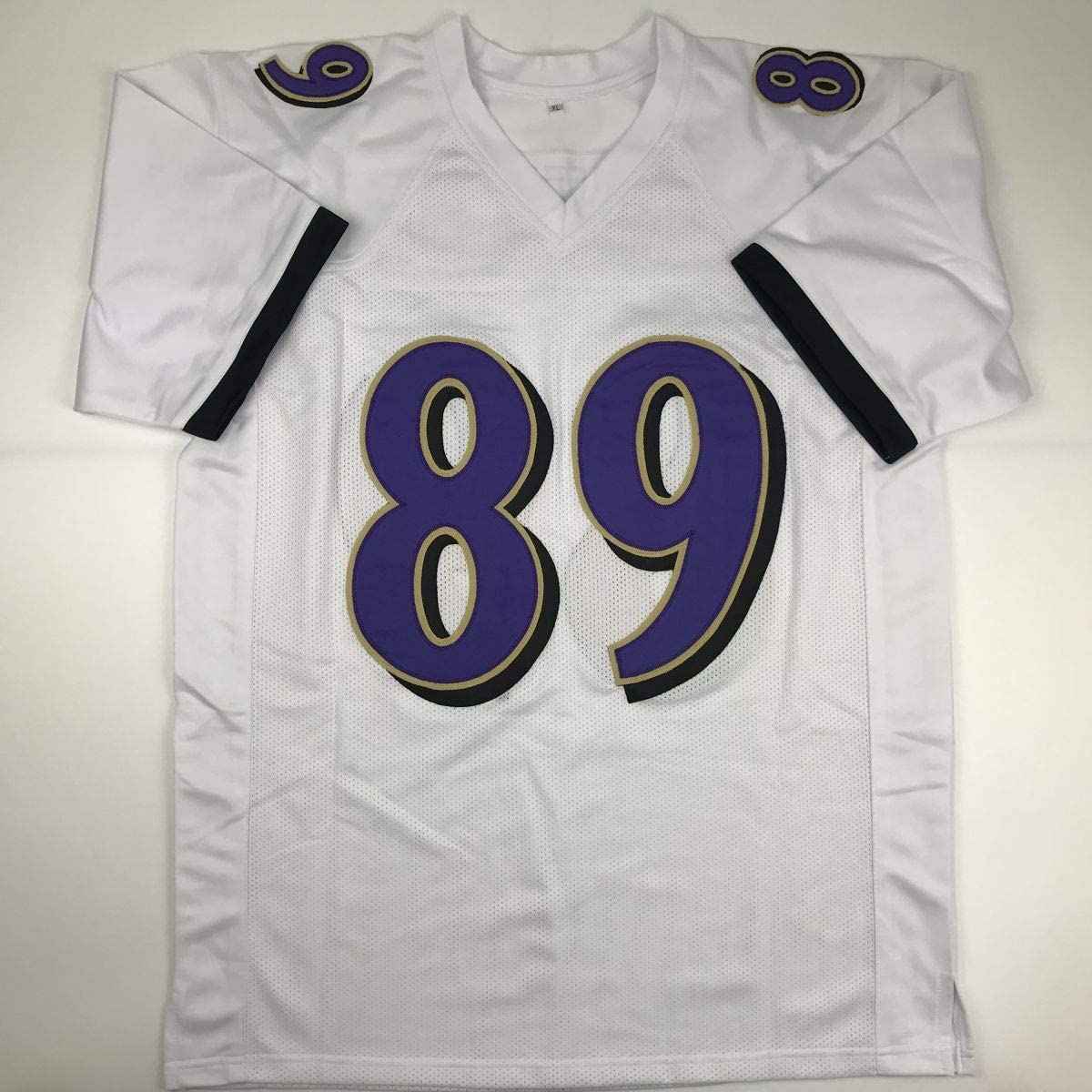 Autographed/Signed Steve Smith Sr. Baltimore White Football Jersey JSA COA