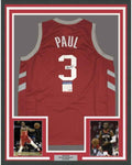 Framed Autographed/Signed Chris Paul 35x39 Houston Red Basketball Jersey PSA/DNA COA