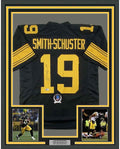 Framed Autographed/Signed JuJu Smith-Schuster 35x39 Pittsburgh Color Rush Football Jersey Beckett BAS COA