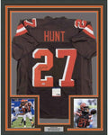 Framed Autographed/Signed Kareem Hunt 35x39 Cleveland Brown Football Jersey PSA/DNA COA