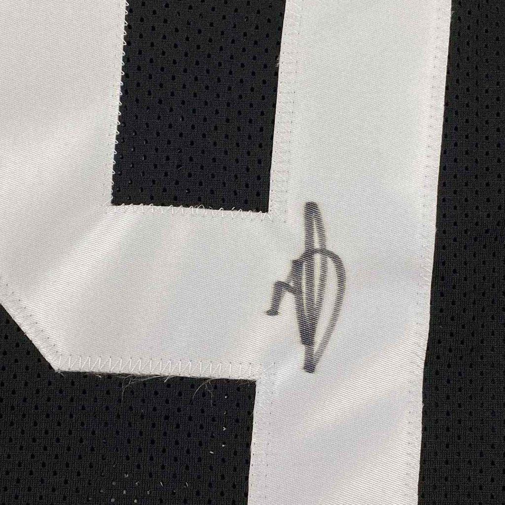 Framed Autographed/Signed Minkah Fitzpatrick 35x39 Pittsburgh Black Football Jersey JSA COA