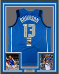 Framed Autographed/Signed Jalen Brunson 35x39 Dallas Light Blue Basketball Jersey JSA COA