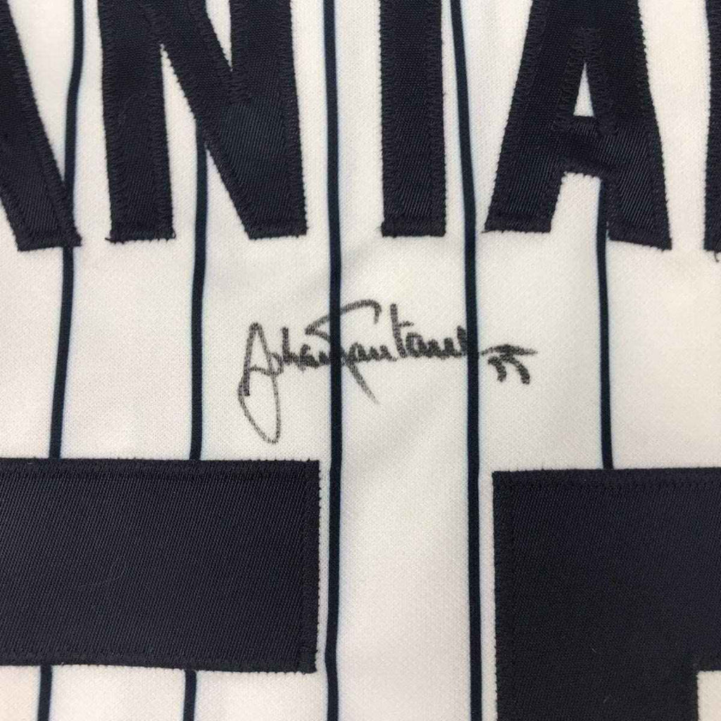 Framed Autographed/Signed Johan Santana 35x39 Minnesota Pinstripe Baseball Jersey Beckett BAS COA