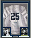 Framed Autographed/Signed Gleyber Torres 35x39 New York #25 Pinstripe Baseball Jersey Beckett BAS COA
