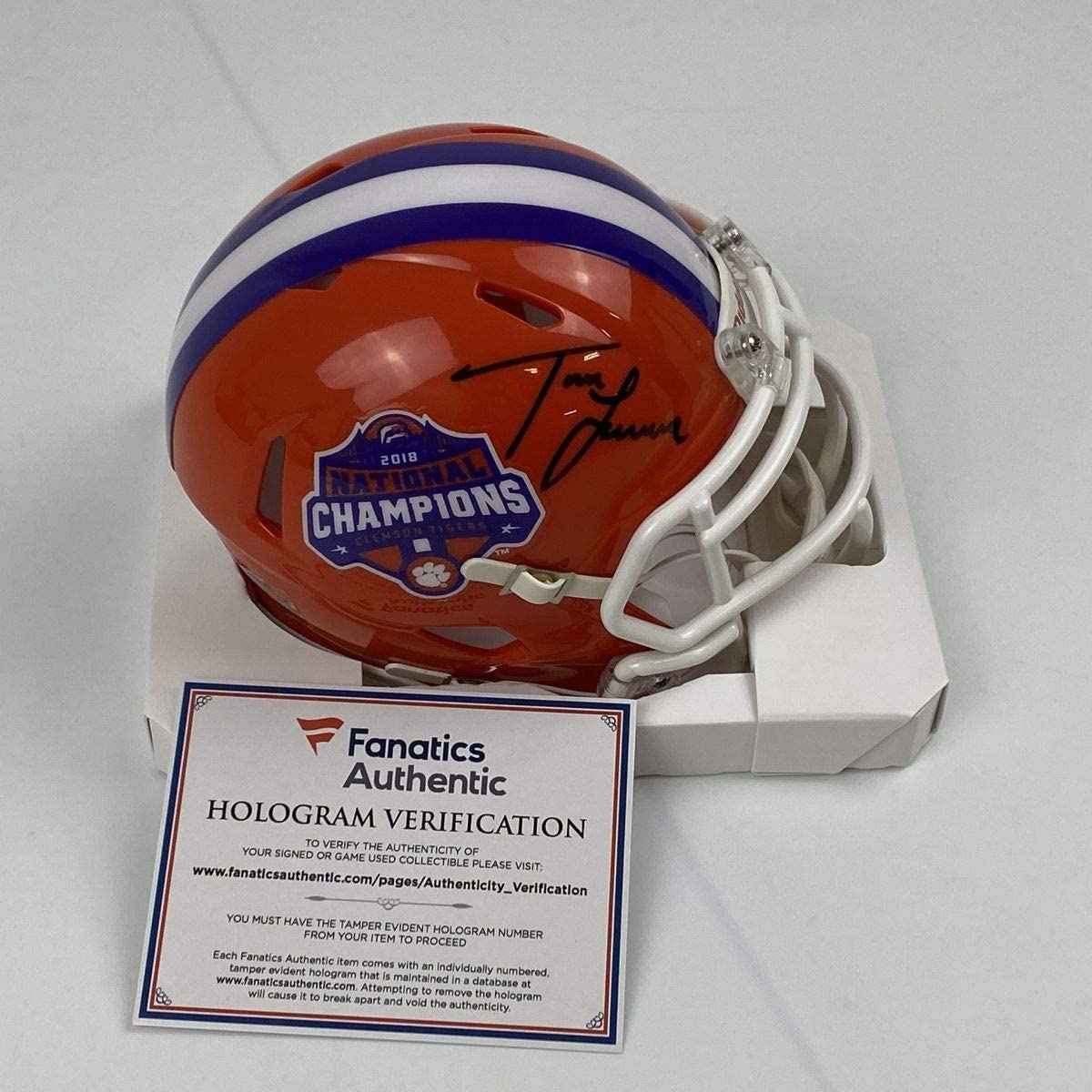 Autographed/Signed Trevor Lawrence Clemson Tigers 2018 National Champions Mini College Football Helmet Fanatics COA