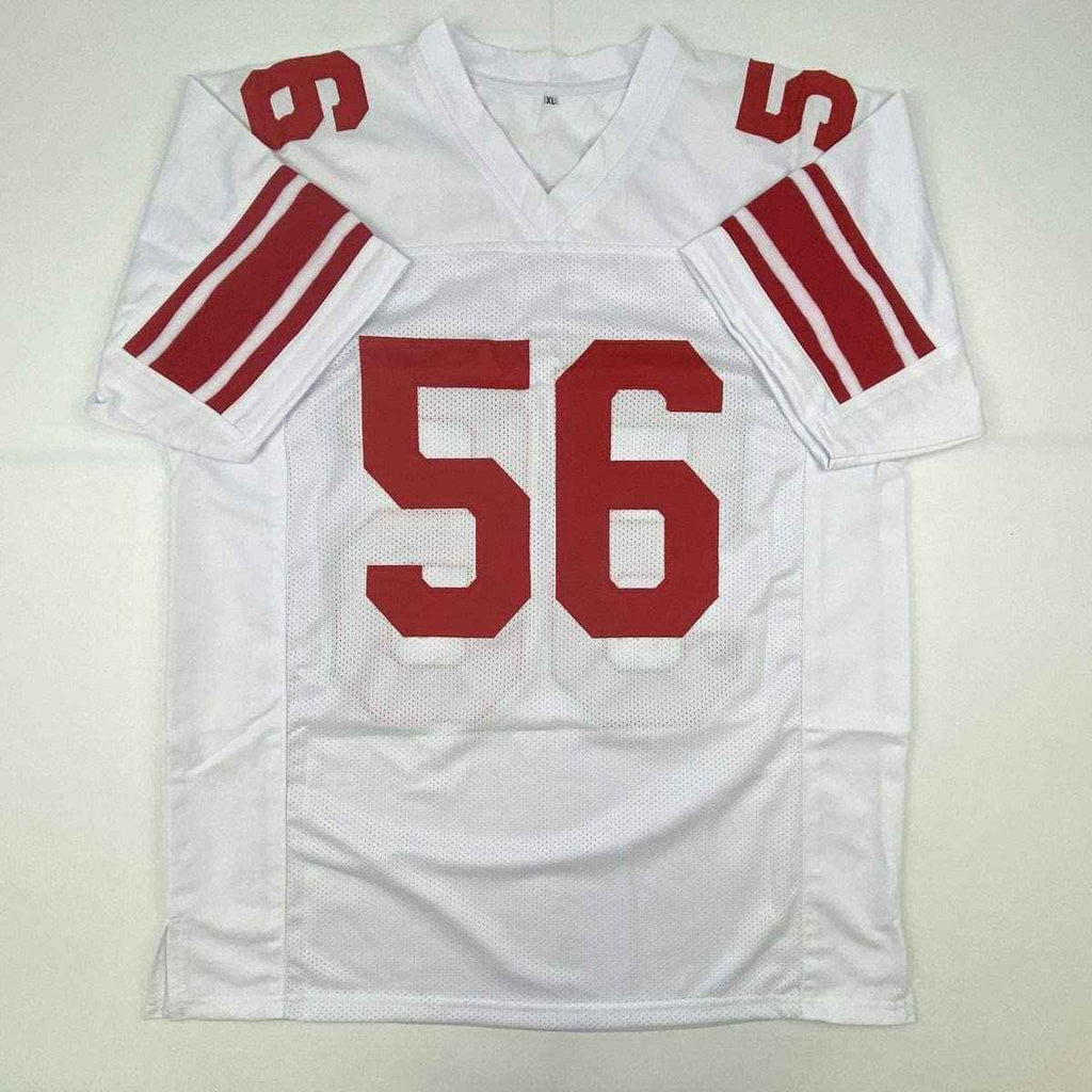 Autographed/Signed Lawrence Taylor New York White Football Jersey Beckett BAS COA