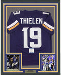 Framed Autographed/Signed Adam Thielen 35x39 Minnesota Purple Football Jersey Beckett BAS COA
