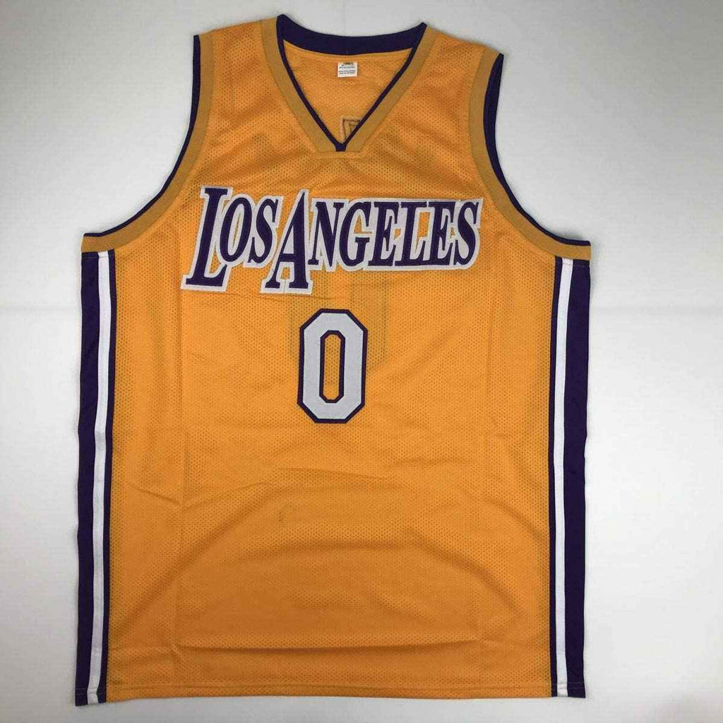 Autographed/Signed Kyle Kuzma Los Angeles LA Yellow Basketball Jersey JSA COA
