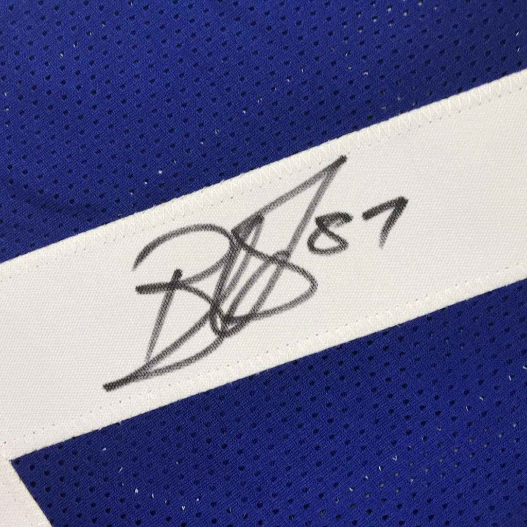 Autographed/Signed Reggie Wayne Indianapolis Blue Football Jersey JSA COA