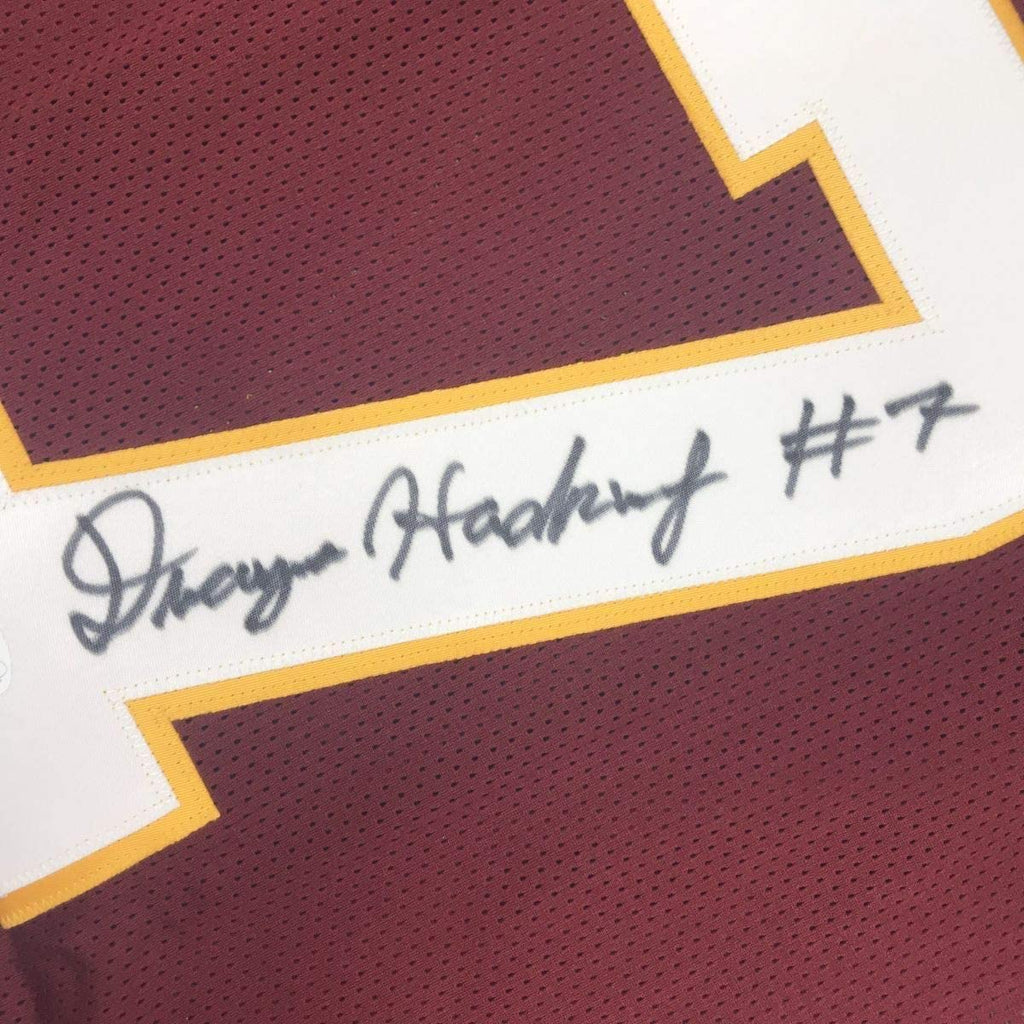Framed Autographed/Signed Dwayne Haskins Jr. 35x39 Washington Burgundy Football Jersey JSA COA
