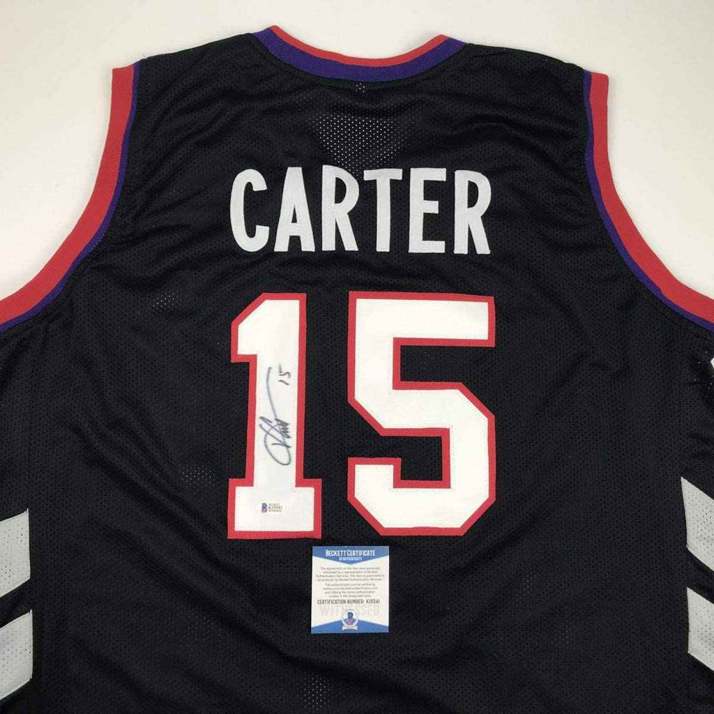 Autographed/Signed Vince Carter Toronto Black Basketball Jersey Beckett BAS COA
