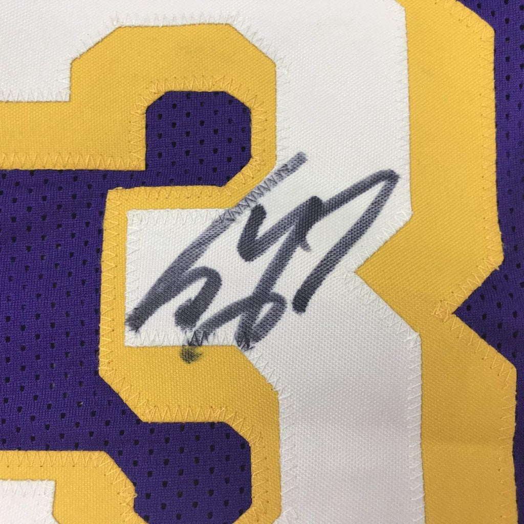 Autographed/Signed Shaquille Shaq O'Neal Los Angeles LA Purple Basketball Jersey Beckett BAS COA