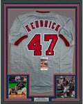 Framed Autographed/Signed Howie Kendrick 35x39 Washington Grey Baseball Jersey JSA COA
