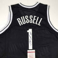 Autographed/Signed D'Angelo Russell Brooklyn Black Basketball Jersey JSA COA