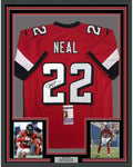 Framed Autographed/Signed Keanu Neal 35x39 Atlanta Red Football Jersey JSA COA