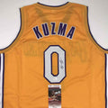 Autographed/Signed Kyle Kuzma Los Angeles LA Yellow Basketball Jersey JSA COA