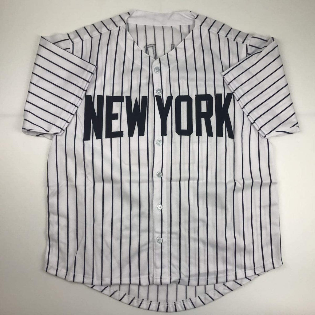 Autographed/Signed Cecil Fielder New York Pinstripe Baseball Jersey JSA COA