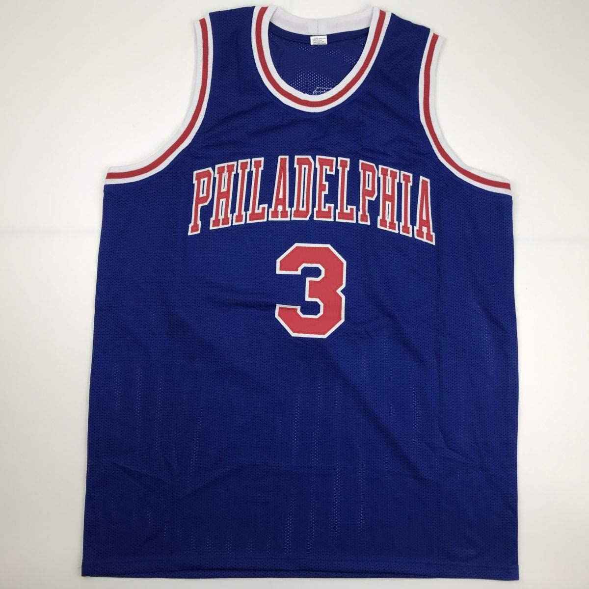 Autographed/Signed Allen Iverson Philadelphia Blue Basketball Jersey JSA COA