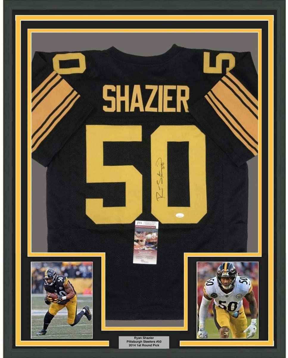 Framed Autographed/Signed Ryan Shazier 35x39 Pittsburgh Color Rush Football Jersey JSA COA