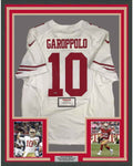 Framed Autographed/Signed Jimmy Garoppolo 35x39 San Francisco White Football Jersey Tristar COA