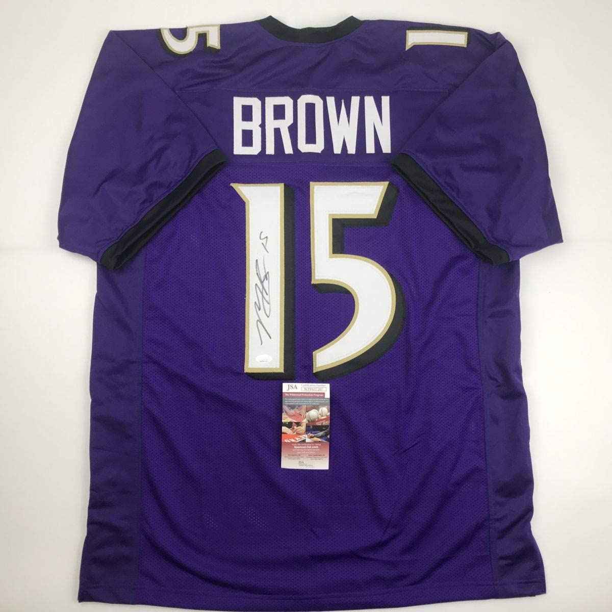 Autographed/Signed Marquise Brown Baltimore Purple Football Jersey JSA COA