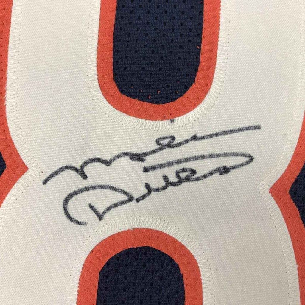 Framed Autographed/Signed Mike Ditka 35x39 Chicago Blue Stat Football Jersey JSA COA