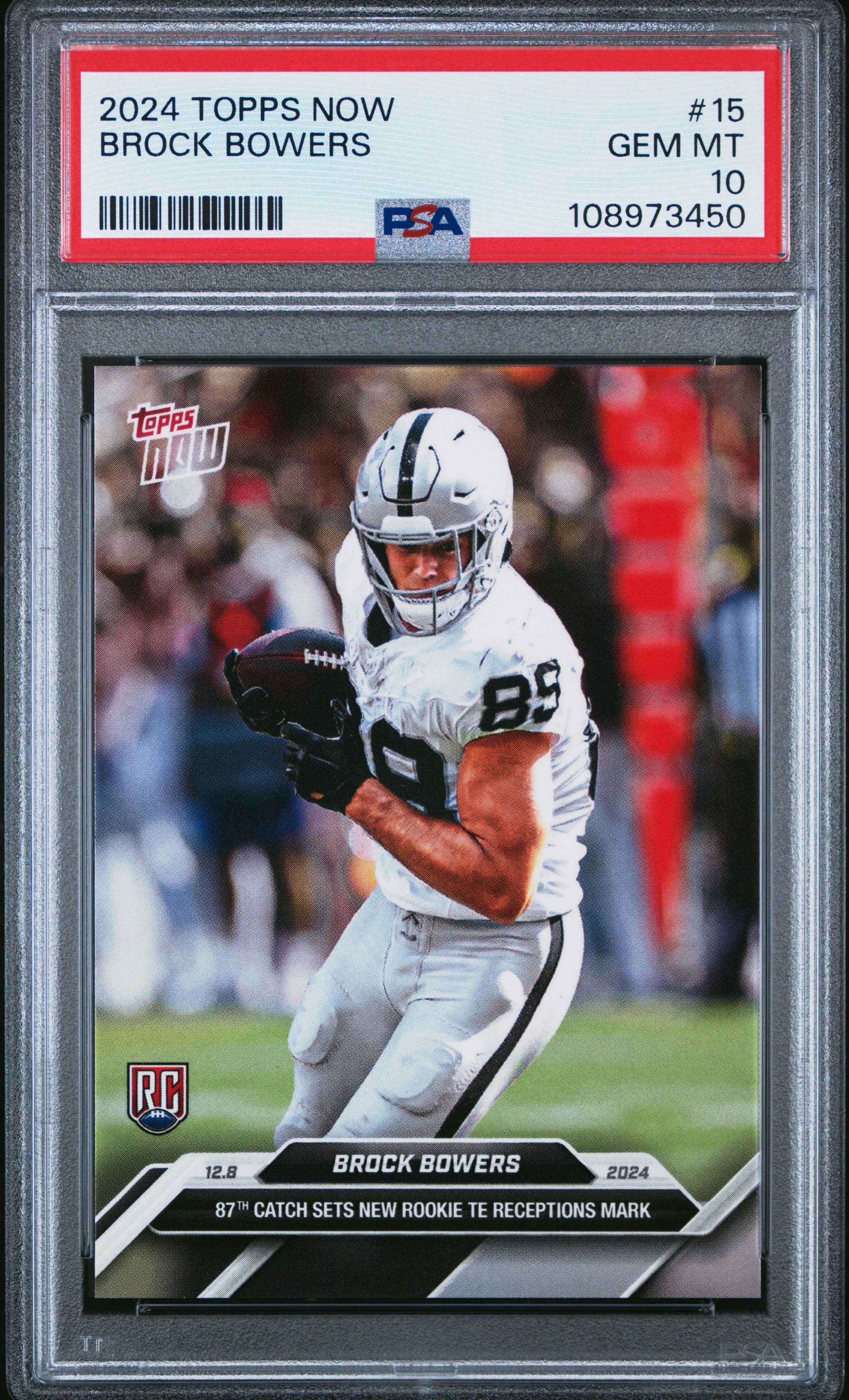 Graded 2024 Topps Now Brock Bowers #15 Rookie RC Football Card PSA 10 Gem Mint