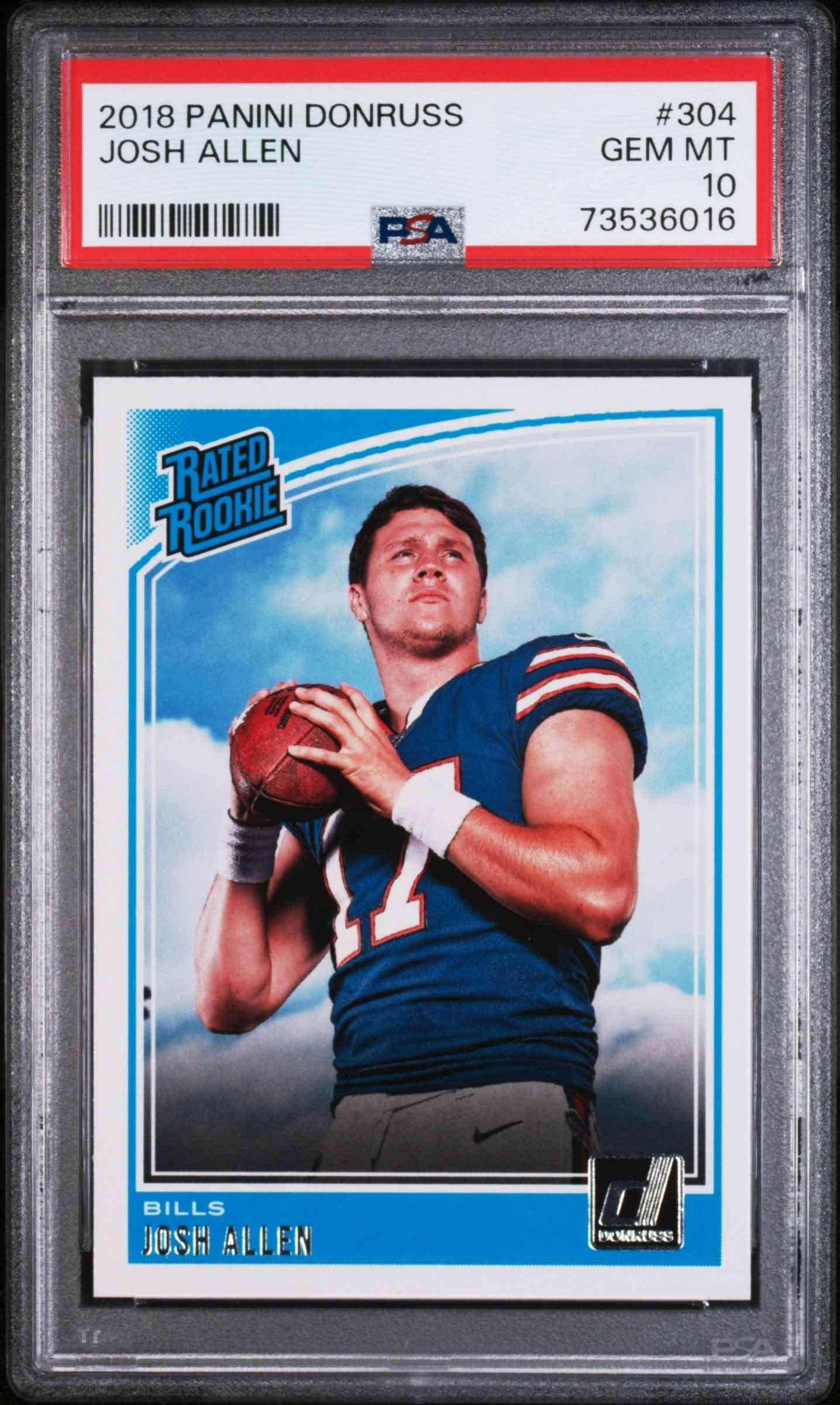 Graded 2018 Panini Donruss Josh Allen #304 Rookie RC Football Card PSA 10 Gem Mint