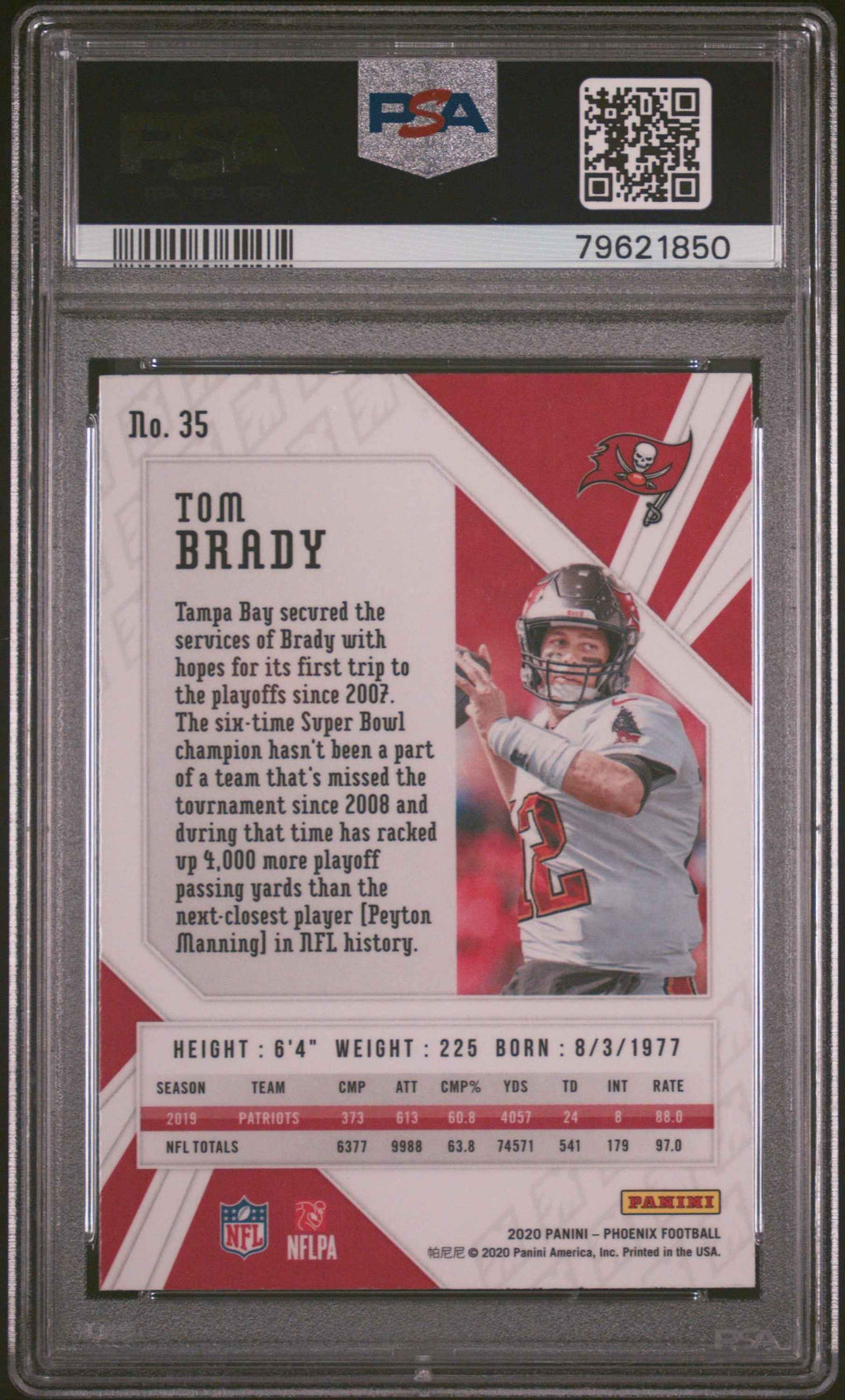 Graded 2020 Panini Phoenix Tom Brady #35 Fire Burst Football Card PSA 10 Gem Mint
