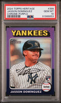 Graded 2024 Topps Heritage Jasson Dominguez #399 Chrome Purple Rookie RC Baseball Card PSA 10 Gem Mint